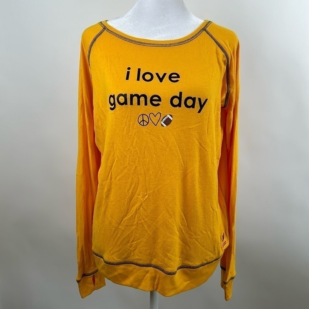 Peace Love World Yellow “I Love Game Day” Long Sleeve T-shirt Size XS